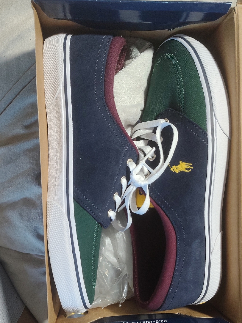 Polo by Ralph Lauren Navy, Green & Burgundy Suede Low-Top Sneakers